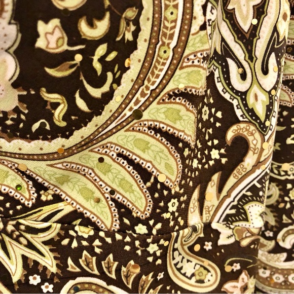 Vintage Paisley Floral Sequin cowl neck blouse, Gorgeous! 2X - Picture 2 of 8